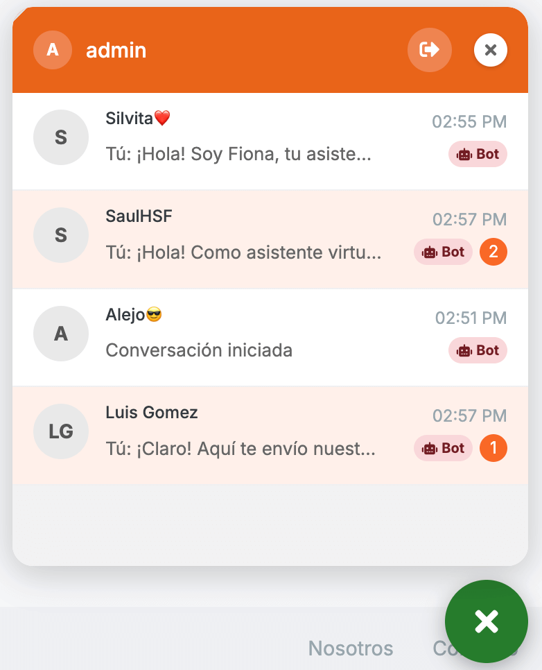 Panel de control del BOT IA