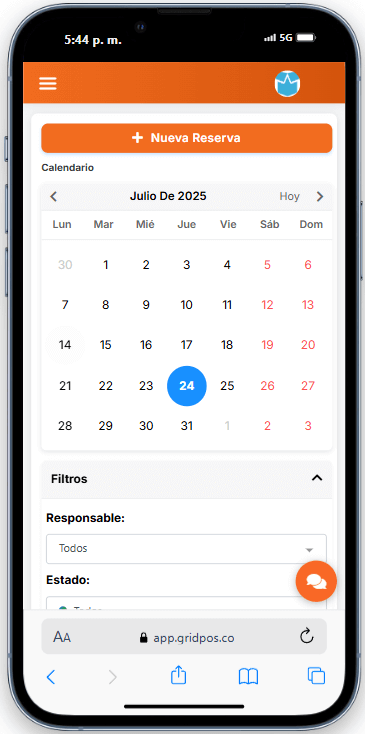 Interfaz móvil de agenda