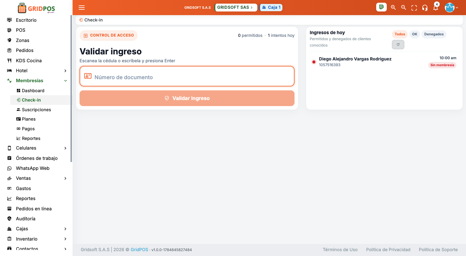 Check-in GridPOS